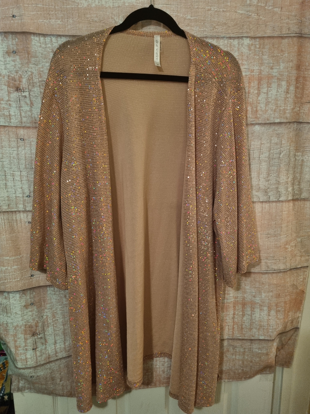 Emilia Open-Front Sequin Cardigan - Nude Pink